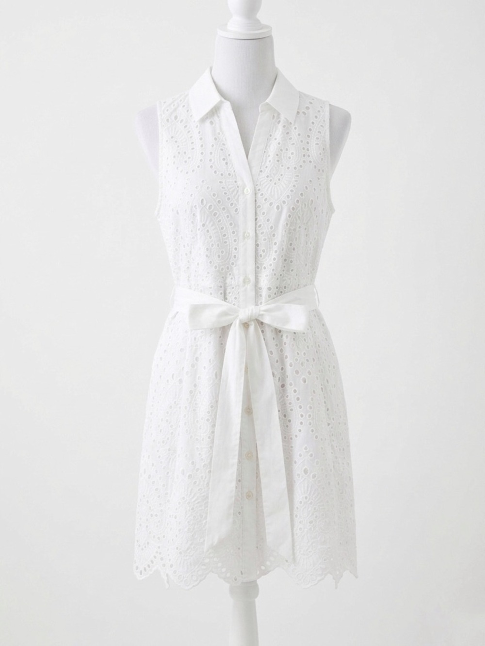 White Eyelet Collared Shirt